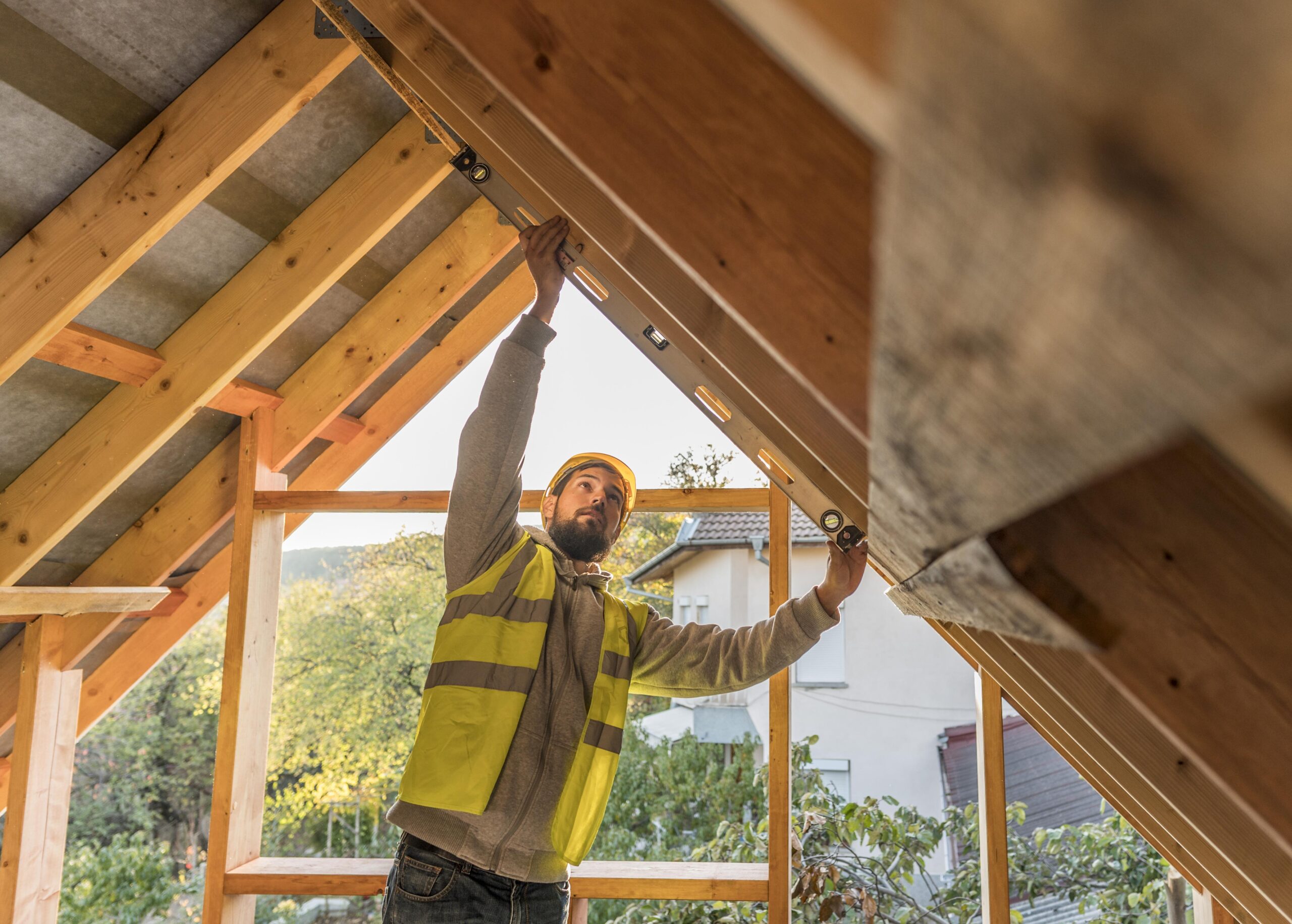 carpenter man working roof